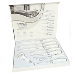 Trade Shop Traesio-set 7 Coltelli Da Cucina In Acciaio Manico Antiscivolo Piu Pelapatate White -