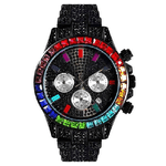 Trade Shop Traesio-orologio Da Polso Unisex Quarzo Acciaio Data Diamond Strass Nero Ghiera Colorata -