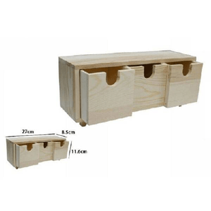 Trade Shop Traesio-porta Oggetti Mini Cassettiera 3 Cassetti Legno Naturale Decoupage 53387a -