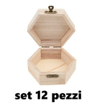 Trade Shop Traesio-set 12 Scatoline In Legno Decoupage Portagioie Scatola Cofanetto Esagonali -