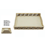 Trade Shop Traesio-set 5pz Cassette Vassoi In Legno Naturale Decorato Varie Misure Decoupage 53395a -