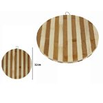 Trade Shop Traesio-tagliere Bambu' Legno Bamboo Naturale Tavola Affettare Cucina Rotondo 32cm 58376 -