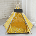 Trade Shop Traesio-tenda Cuscino Pieghevole Giallo Grande Animali Domestici Gatto Cane 50x50x70cm -