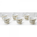 Trade Shop Traesio-set 6 Pezzi Tazzine Tazze Da Caffè Ceramica Scritta L'ora Abbraccio Espresso Bar -