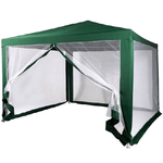 Trade Shop Traesio-gazebo 2,4 X 3 X 2,50 Mt Tendone Giardino Telo Verde Impermeabile Con Zanzariera -