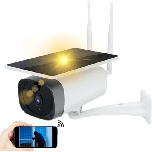 Trade Shop Traesio-telecamera 1080p Wifi Wireless Cctv Pannello Solare Visione Notturna Ir Allarme -