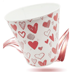 Trade Shop Traesio-secchiello Decorativo In Latta Con Cuori Rosso Bianco 14cm San Valentino 92263 -