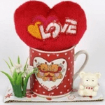 Trade Shop Traesio-tazzina Con Cuore Love Peluche Idea Regalo San Valentino 10.5x11x5cm Confezione -