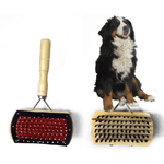 Trade Shop Traesio-cardatore Spazzola Per Pelo Cane Cani Gatto Gatti 2 In 1 Manico In Legno -