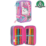 Trade Shop Traesio-astuccio Triplo Unicorn Gopop Portapastelli Penne Pennarelli Accessori Scuola Gp -