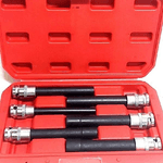 Trade Shop Traesio-bussola Chiavi Torx Femmina Set Lunghi E10-e20 Testa Cilindro Attacco 1/2 Quadro -