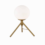 Trade Shop Traesio-lampada Da Tavolo Minimalista Bronzo Treppiedi Con Sfera Lume Abat Jour G9 D35 -