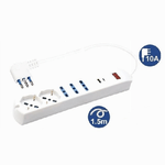 Trade Shop Traesio-multipresa 7 In 1 Usb A + C + 3 Prese Per Bipasso + 2 Schuko/eu Cavo 1,5mt 80080 -