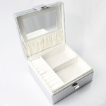 Trade Shop Traesio-scatola Porta Oggetti Box Gioielli Cosmetici In Similpelle Con Specchio Bianco -