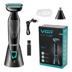 Maxtech-rasoio Elettrico 2in1 Tagliacapelli Corpo Barba Lavabile Ricaricabile Vgr V-601 -