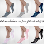 Trade Shop Traesio-12 Paia Di Calzini A Collo Basso Da Donna Fantasmini Con Fasce Glitterate 35-40 -