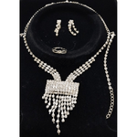 Trade Shop Traesio-set Completo Parure Collana Rettangolo Orecchini Anello Con Strass Bigiotteria -