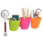 Trade Shop Traesio-set Barra In Acciaio Con Ventose 3 Vaschetta Porta Oggetti Per Bagno Cucina -