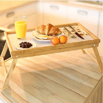 Trade Shop Traesio-vassoio Da Letto Pieghevole In Legno Di Bambu' Bamboo Richiudibile 50 X 30 Cm -