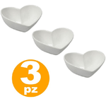 Trade Shop Traesio-set 3 Antipastiere Ciotole Cuore Finger Food Bianco Porcellana Snack Aperitivo -