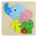 Trade Shop Traesio-puzzle 3d Blocchi Legno Forma Di Cavallo Elefante Colorato Gioco Bambini Animali -