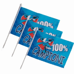 Trade Shop Traesio-3 Bandiere Con Asta 45x30 Napoli Italia Scudetto Calcio Squadra Champions League -