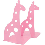 Trade Shop Traesio-set 2pz Grazioso Ferma Libri A Forma Di Giraffa In Metallo Scrivania Bambini Rosa -