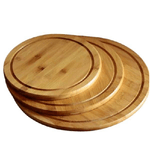 Trade Shop Traesio-set 3 Pz Tagliere Taglieri Bamboo Spessi Tagliare Carne Verdure Pane 24-28-36 Cm -