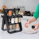 Trade Shop Traesio-portaspezie Girevole A 360° Con 18 Barattoli Spezie Da Cucina Con Supporto Ruota -