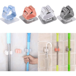 Trade Shop Traesio-set 2 Ganci Porta Scopa Mop Supporto Adesivo Resistente Appendino Bagno Cucina -