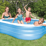 Trade Shop Traesio-piscina Family Quadrata Gonfiabile A Tre Anelli 229 X 229 X 56 Cm Giardino 57495 -