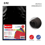 Trade Shop Traesio-12pz Fogli In Gomma Eva Colore Nero Materiale Alta Qualità 40x60cm Spessore 2mm -