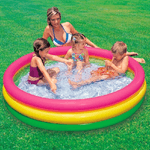 Trade Shop Traesio-piscina 3 Anelli Gonfiabile Colore Verde Giallo Fucsia 114 X 25 Cm Bambini 57412 -