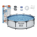 Trade Shop Traesio-set Piscina Fuori Terra Rotonda Steel Pro Max 366x76cm 6473lt Pompa Filtro 56416 -