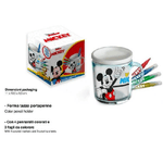 Trade Shop Traesio-tazza Portapenne Da Colorare Mickey Mouse Bicchiere Porta Colori Pennarelli -