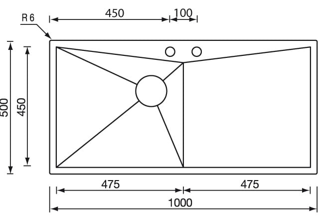 CM-space-100-x-50-1V-Lavello-ad-incasso-Rettangolare-Acciaio-inossidabile