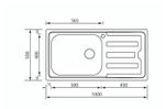 CM-Cristal-100-x-50-1V-Lavello-montato-su-piano-Rettangolare-Acciaio-inossidabile