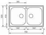 CM-Cristal-79-x-50-2V-Lavello-montato-su-piano-Rettangolare-Acciaio-inossidabile