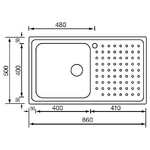 CM-Punto-plus-86-x-50-1V-Lavello-ad-incasso-Rettangolare-Acciaio-inossidabile