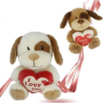 Trade Shop Traesio-peluche Cane Con Cuore Scritta "i Love You" 30cm Idea Regalo San Valentino 93703 -