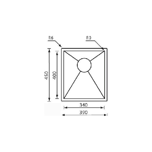 CM-filoquadra-39-x-45-x-5-Lavello-montato-su-piano-Rettangolare-Acciaio-inossidabile