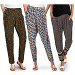 Trade Shop Traesio-pack Da 3 Pantaloni Da Donna Alla Turca Mod. Blossom Fantasia Fiori -    Xl-xxl