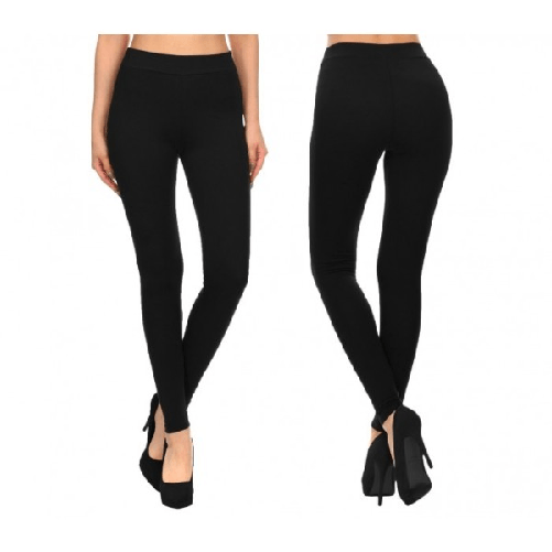 Trade Shop Traesio-bm03 Leggings Da Donna In Cotone Elasticizzato Colori Alla Moda Grigio Nero Blu - Nero   L-xl