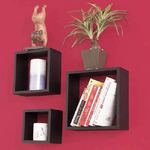 Trade Shop Traesio-set 3 Mensole Da Parete Moderne Design Cubo Mensola Scaffale In Legno Mdf Nero -