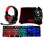 Trade Shop Traesio-kit Gaming Per Pc Con Tastiera Cuffia Con Microfono Tappetino Mouse A Led 4in1 -