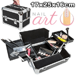 Trade Shop Traesio-bauletto Rigido Nero Valigia Rigida Beauty Case Per Estetista Make Up Nail Art -