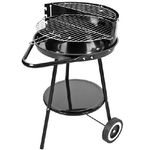 Trade Shop Traesio-barbecue Steel Grill A Carbone 43x41x72 Cm Con 2 Ruote Bbq Nero Con Griglia Inox -