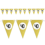 Trade Shop Traesio-bandierine Festa Compleanno Anniversari Set 10pz Triangolari Festone Oro 40 Anni -