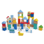 Trade Shop Traesio-costruzioni In Legno 50pz Blocchi Mattoncini Costruzione Bambini Con Contenitore -