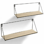 Trade Shop Traesio-set 2 Mensole Parete Rettangolare Mensola Scaffale Metallo E Legno 2 Misure -